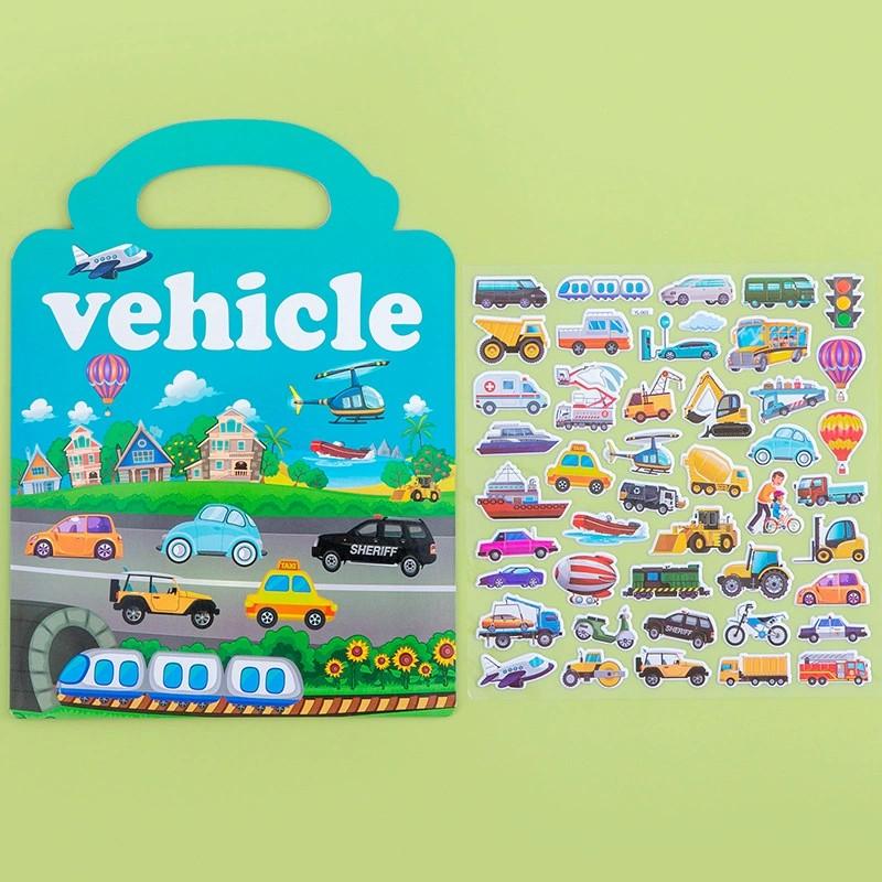 Wiederverwendbares Cartoon-Stickerbuch für Kinder Mehrere Szenarien Cartoon DIY Puzzle Pädagogisches Lernen Klassisches Spielzeug für Kinder 3-6 J.