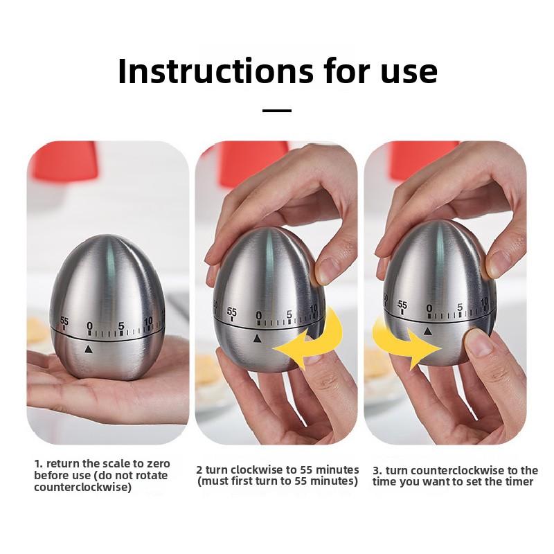Creative Kitchen Mechanical Timer Egg-Shaped Timer 60 Minutes Student Timer Baking Cooking Reminder