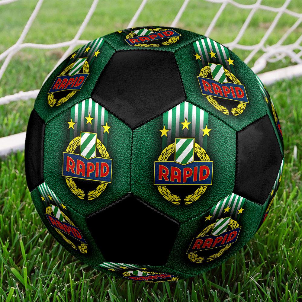 Rapid Wien Size 5 Soccer Ball, Machine-Stitched PVC, Durable & High Bounce, All Ages Fit, Fan Merchandise, Matches & Outdoor Use.