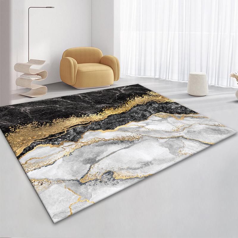 3D Nordic Black Golden Marble Carpet Colorful Geometric Area Rug for Living Room Bedroom Sofa Doormat Non-slip Floor Mat