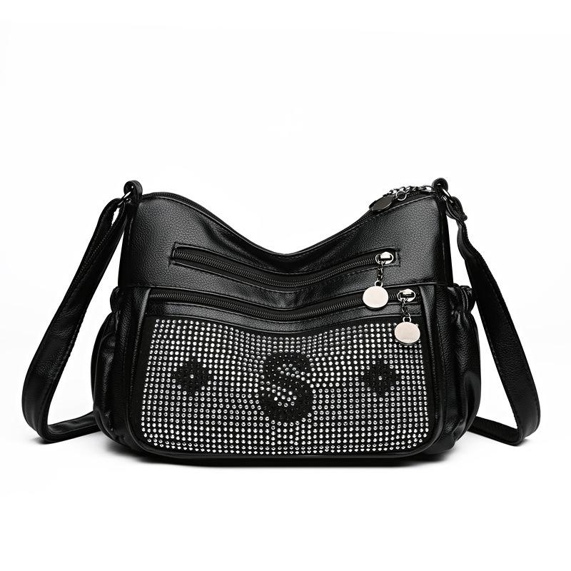 One shoulder messenger bag fashionable bright diamond retro