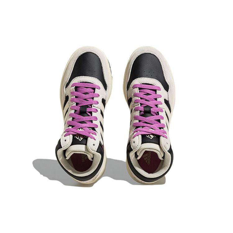 Adidas Neo Hoops 3.0 Magic Ring Comfortable Lightweight Durable Non-Slip Mid-Top Skate Shoes Unisex Skate Shoes Black White Purple HP6904
