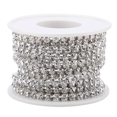 SS16 5yard/roll Crystal Rhinestone Chain DIY Fashion Close Cup Chain Silver Apparel Accessories