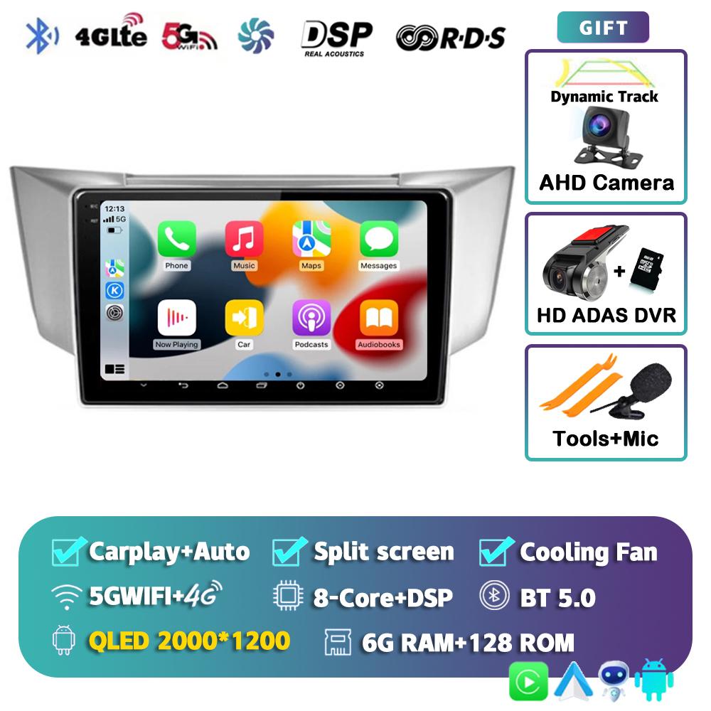 Android 14 Carplay Auto Car Radio For Lexus RX300 RX330 RX350 RX400H 2003-2014 Multimedia Video Player GPS Navigation Stereo DSP