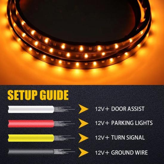 2X 70" Running Board LED Light DRL Side Step Strip Bar Amber White Turn Signal V