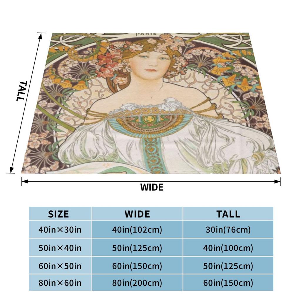 HD F Champenois By Alphonse Mucha HIGH DEFINITION (Original Colors) Custom Travel An Ultra-Soft Micro Fleece Blanket