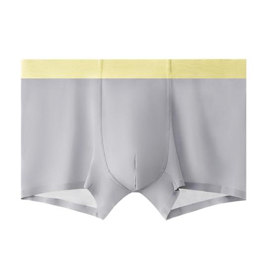 Men Boxer Underwear Mid-rise Elastic Waist U-Convex Shorts Briefs Seamless Ultra-thin Patchwork Color Panties