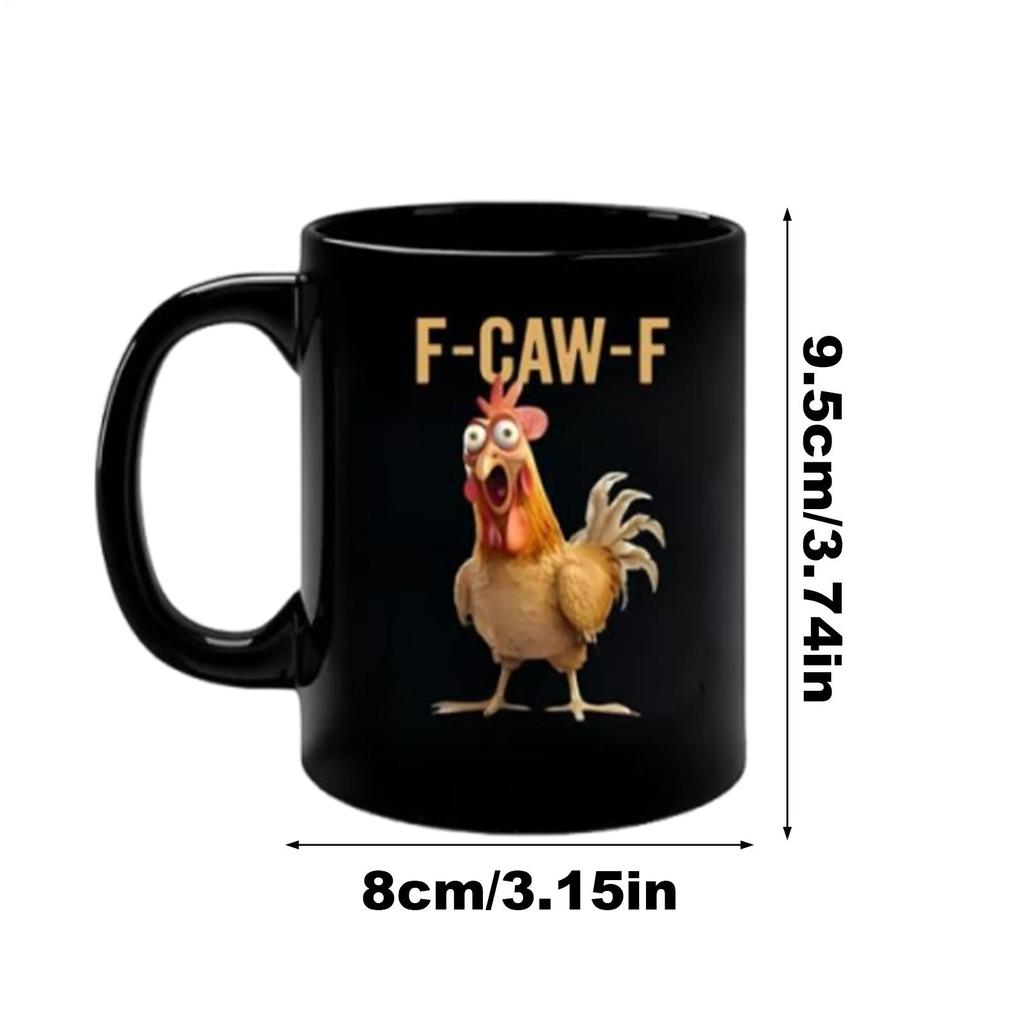 F-Caw-F Funny Chicken Coffee Cup Ceramic Breakfast Cup Novelty Rooster Coffee Mugs For Women Men Home Work Birthday Party
