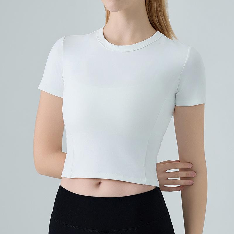 Spring Summer Women's Quick-Dry Short Sleeve Round Neck Yoga & Fitness Top