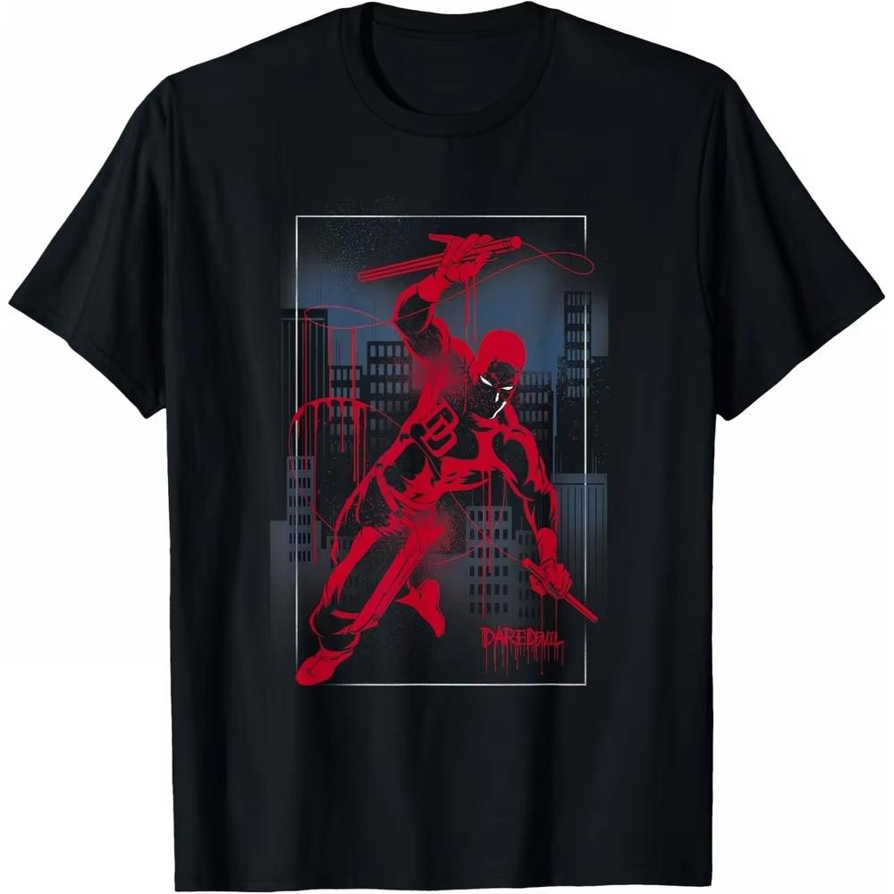 

Marvel Daredevil Action Comic Retro Wave Graphic TShirt Men Women Cotton Outdoor Casual Street Fashion Short Sleeve Daily Tops 4XL