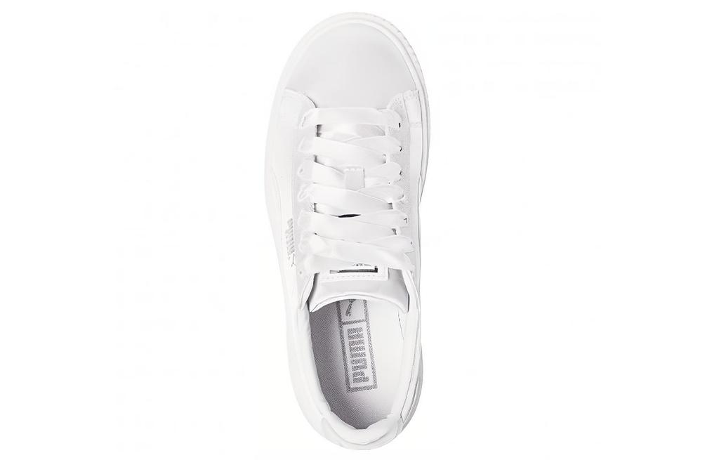 Men's Sneakers PUMA Basket Platform Thick Sole Heighten Unisex White Silk