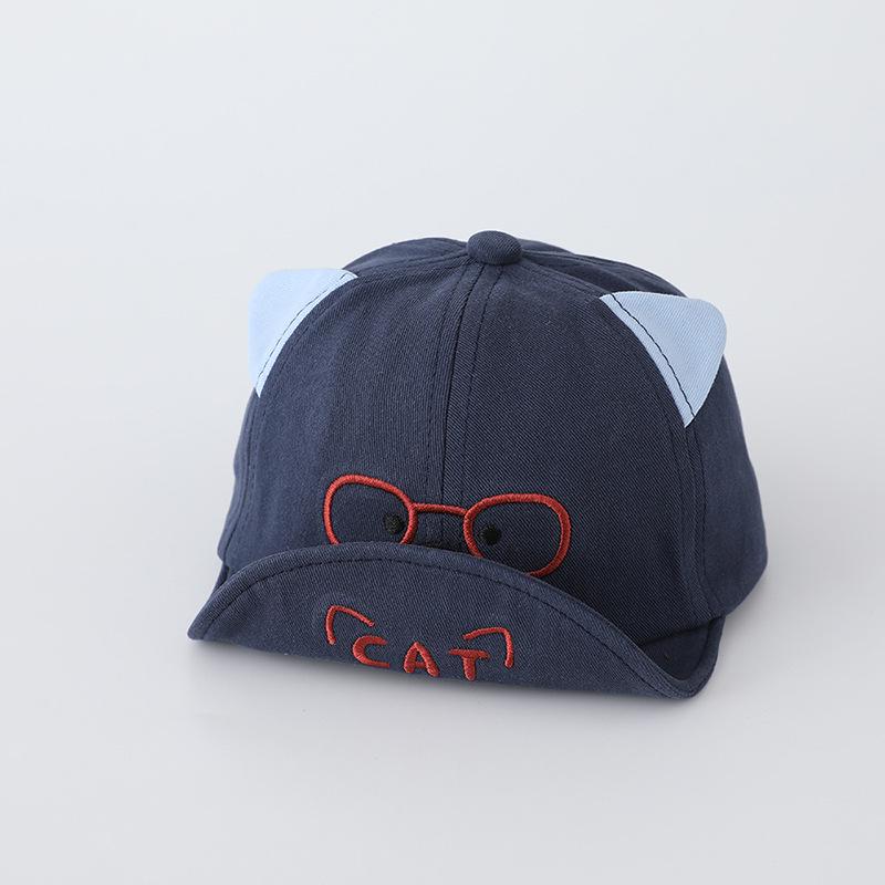 Infant & Toddler Soft Brim Baseball Cap with Cute Bear Glasses Embroidery for Boys & Girls - Spring/Autumn Sun Protection Hat.