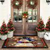 Snowy Winter Town Village Scene Christmas Printed Entry‑way Doormat, Snow‑landscape Holiday Floor Rug, Festive Household Decor