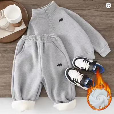 Combinaison rembourrée pour enfants Ensemble thermique pour garçons Sweat-shirt polaire pour filles Pantalon 2 pièces Tenues de sport chaudes d'hiver Vêtements décontractés d'automne pour enfants