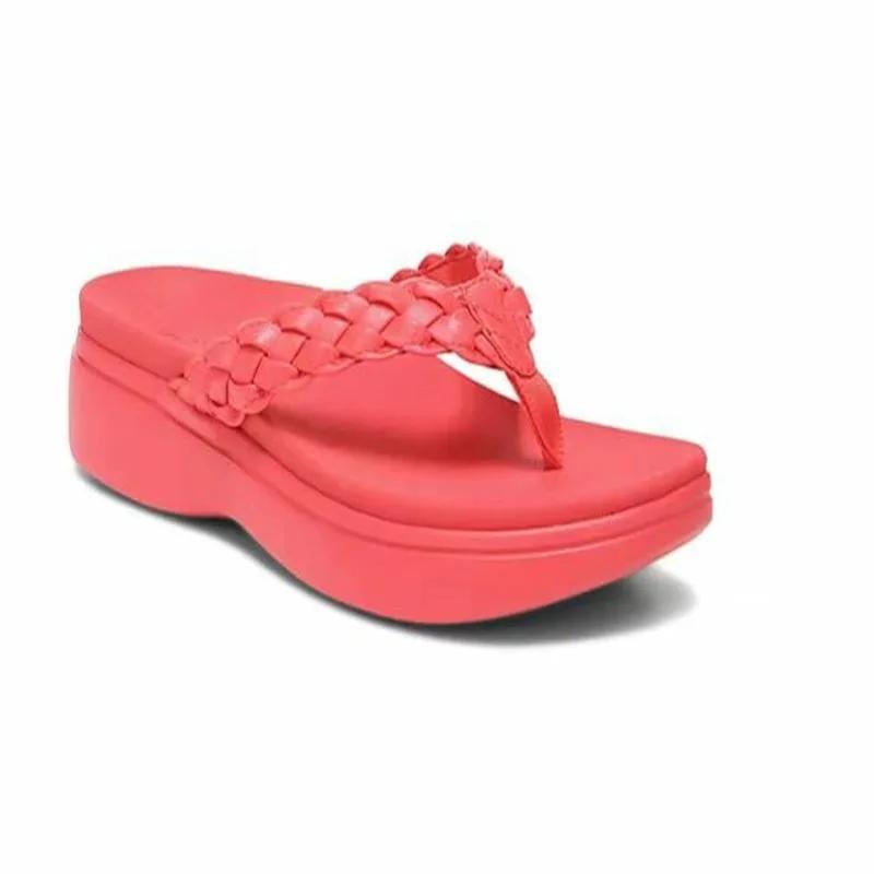 Fashion Pantoufles à Semelles Compensées pour Femme, Sandales Plates Décontractées, Pantoufles de Plage d'Été, Tongs, Grande Taille