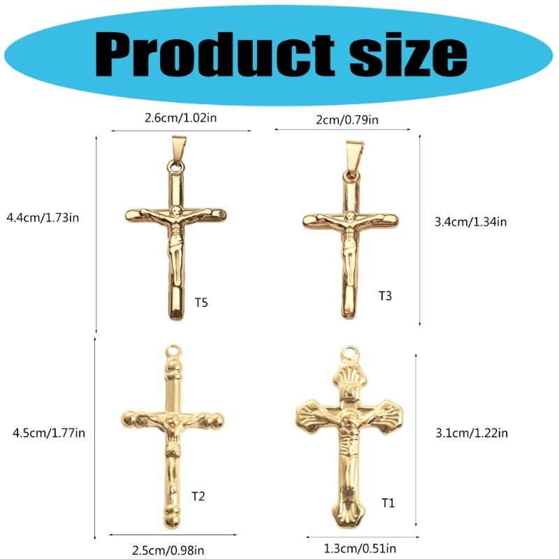 Classical Retro Crucifix Pendant Stainless Steel Men's Jewelry Gold Plated Unisex Faith Necklace Pendant