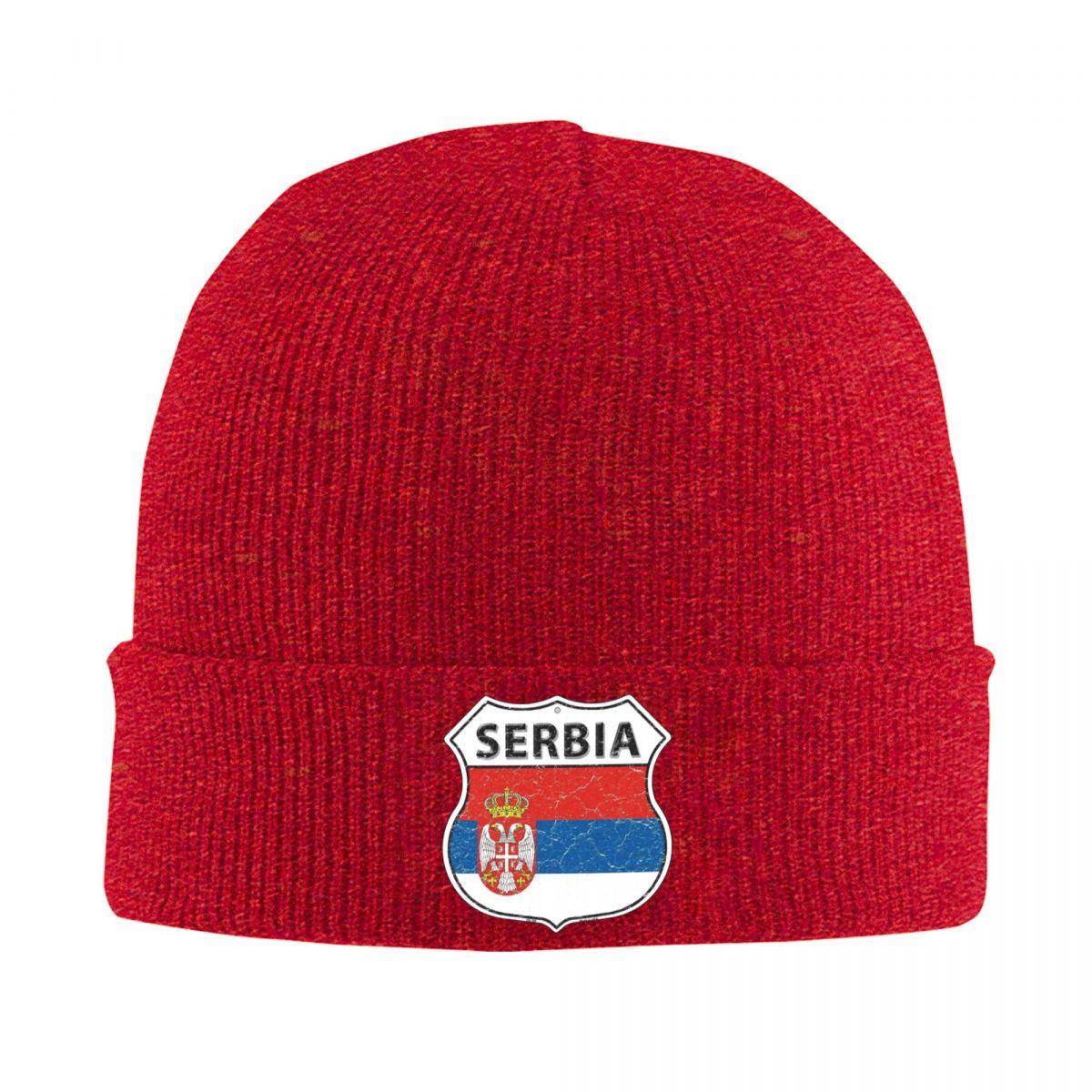 Serbia Flag Warm Knitted Cap Winter Knit Bonnet Hat Skullies Beanies Hip Hop Caps for Unisex One Size