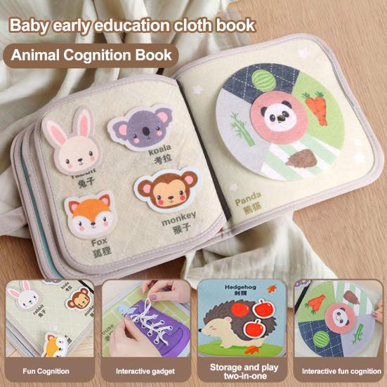 Baby Cloth Sticky Fasten Baby Soft Bite-resistant Tear-resistant Book Tape with Pocket Color Cognition Hand-eye Coordination Early