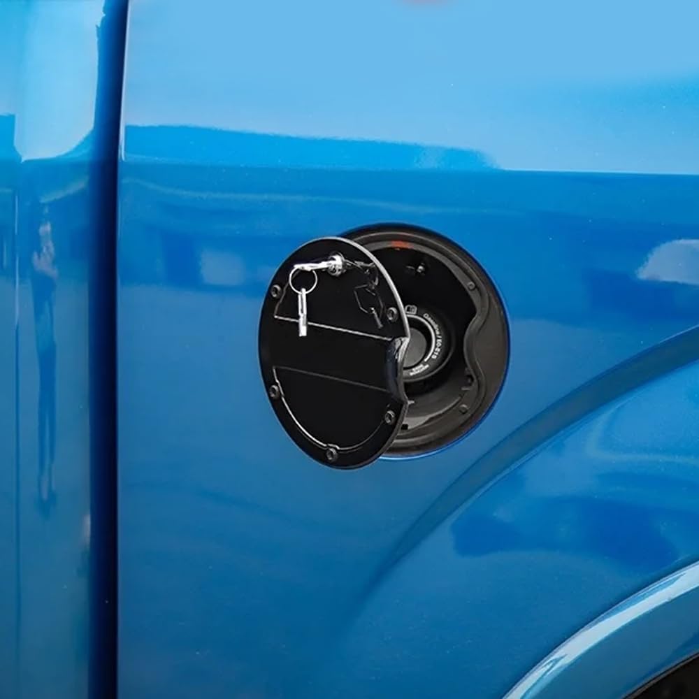 Fuel Tank Cap Cover Fuel Filler Door Locking Gas Cap with Key for Ford F150 2015 2016 2017 2018 2019 2020 Exterior Accessories