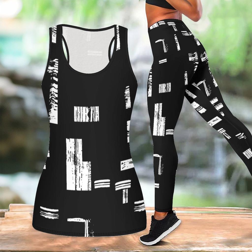 Luipaardprint en Graffiti Patroon Print Yoga Outfit voor Dames Mode Workout Leggings Fitness Sport Casual Yoga Set Sportpak