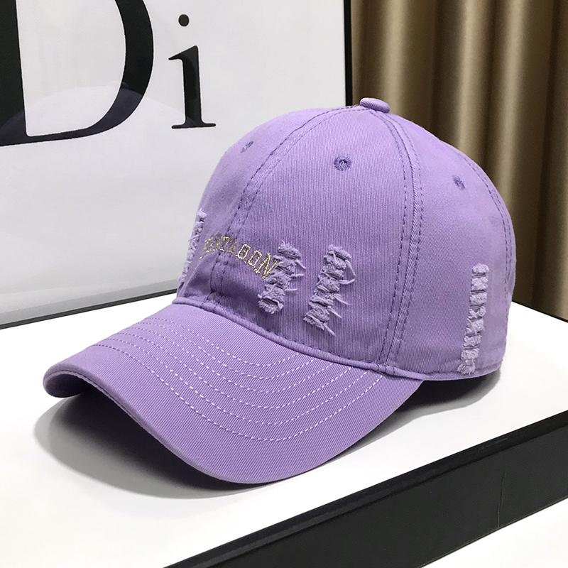 Soft Top Baseball Cap Men's and Women's Face Small Hole Hat Autumn Retro Black  Curved Brim Dome Cap