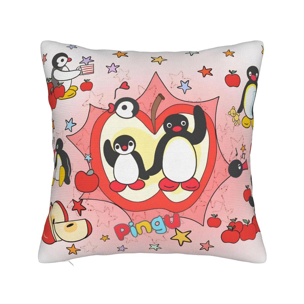 Noot Noot Poszewki na kwadratową poduszkę Pingu Pinga Pokrowiec na poduszkę z pingwinem Dekoracyjna poszewka na poduszkę do domu 18"x18"