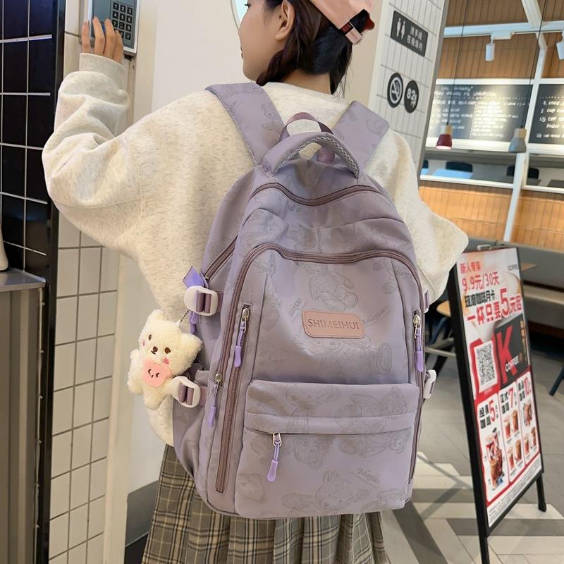 Schoolbag backpack new fashion trend casual foreign style simple backpack printing large capacity college style school season schoolbag