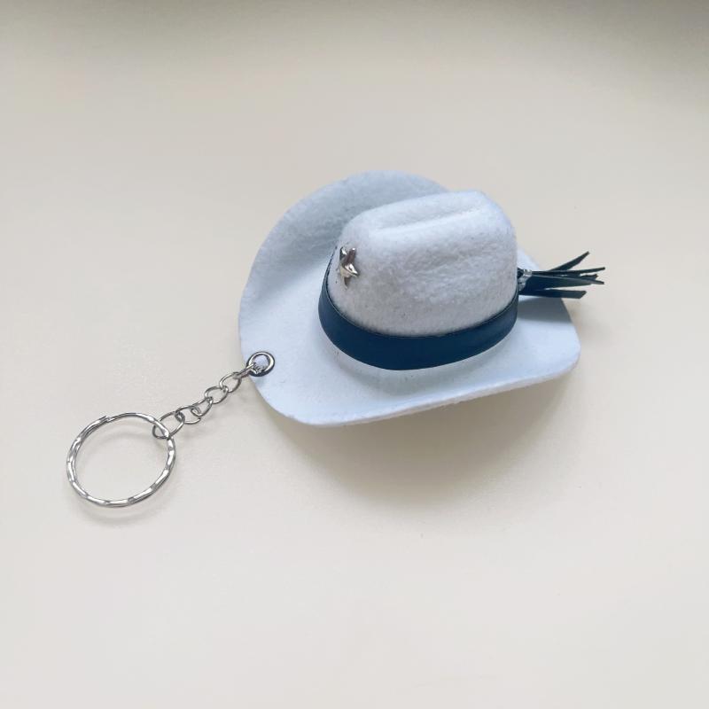Stylish Western Cowboy Hat Keychain Pendant Durable Polyester Keyrings Portable Bag Keychains Decoration For Men Women Gift