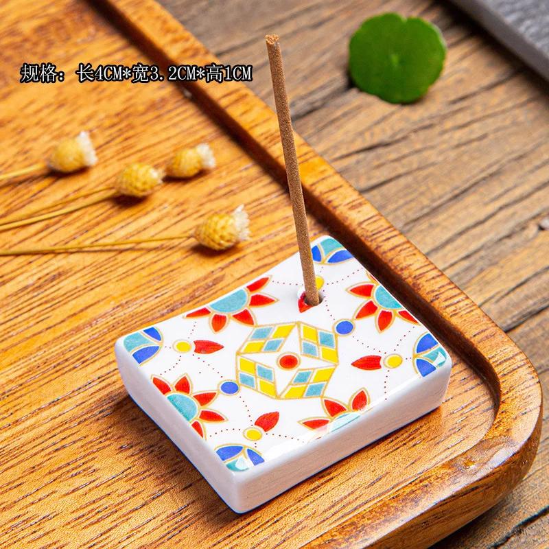 1pc Japanese Blossom Incense Burner Home Ceramic Decor Stick Holder Aromatherapy Censer Office Teahouse Ornament
