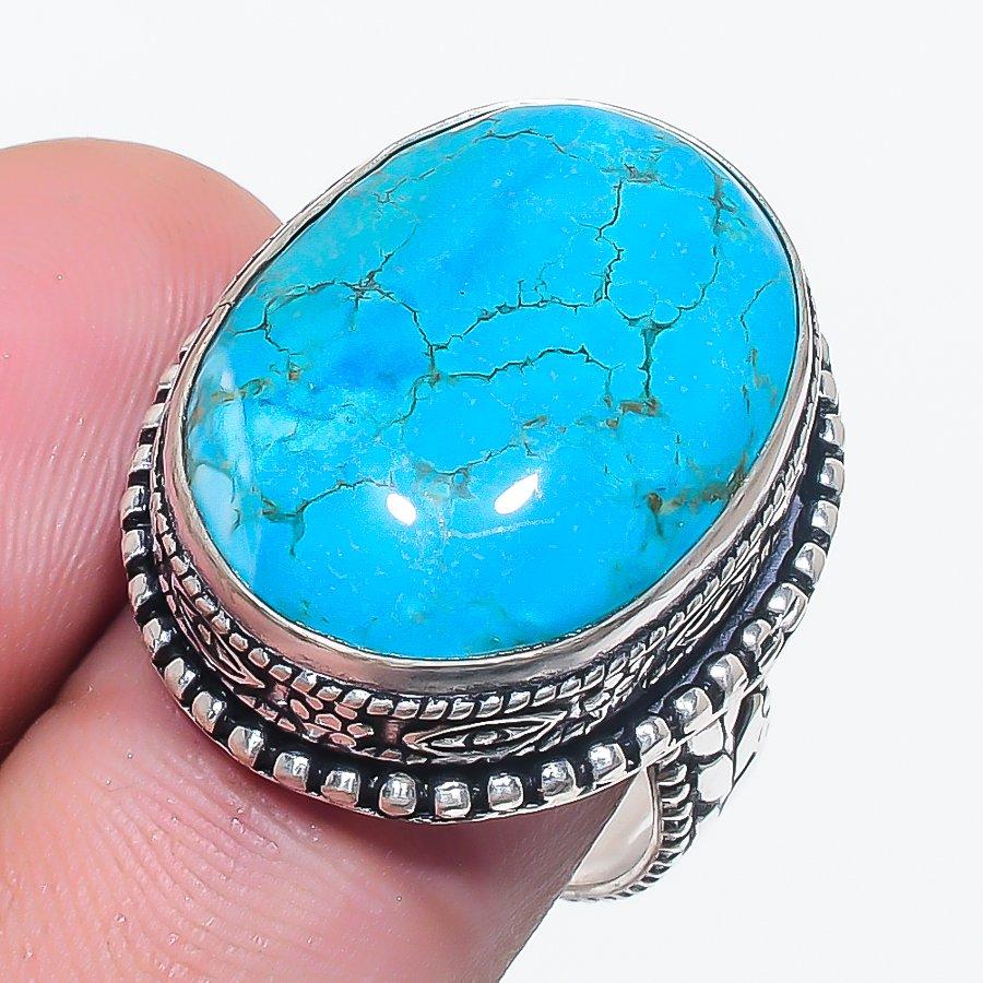 Tibetan Turquoise Gemstone 925 Sterling Silver Jewelry Ring Size 7