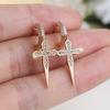 Luxury Gold Color Cross-shaped Earrings for Women White Zircon Fashion Hip Hop Style Jewelry Gift