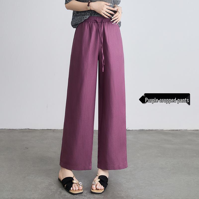 

Women s Tencel Linen Wide-Leg Pants - Spring/Summer 2026 Loose, Breathable Drape, Straight Nine-Point Style. 28/L (105-115 jin)
