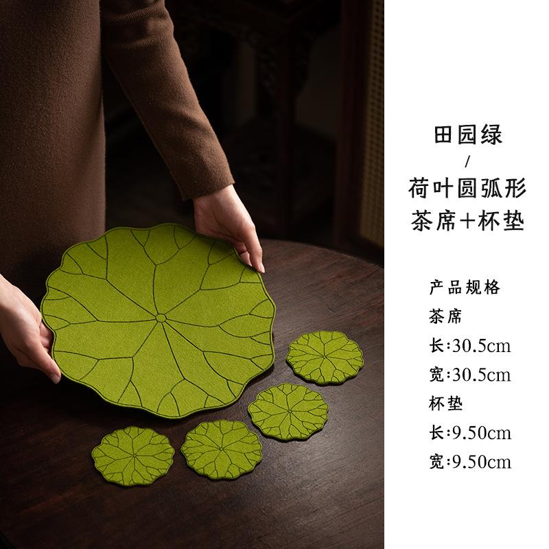 New Chinese cotton and linen lotus leaf coaster coaster home kitchen insulation mat storage mat tea mat