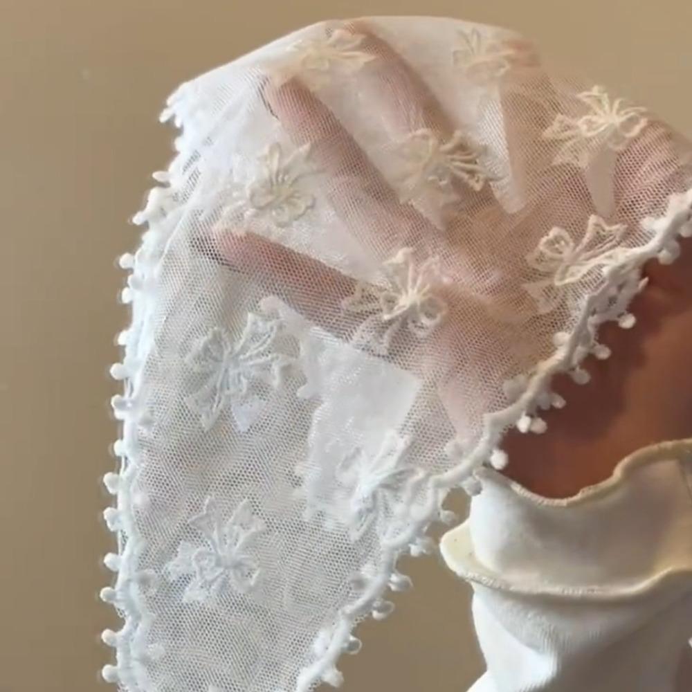 Bowknot Bow Hair Scarf Countryside Style Triangle Scarf Vintage Lace Triangle Bandana  Travel