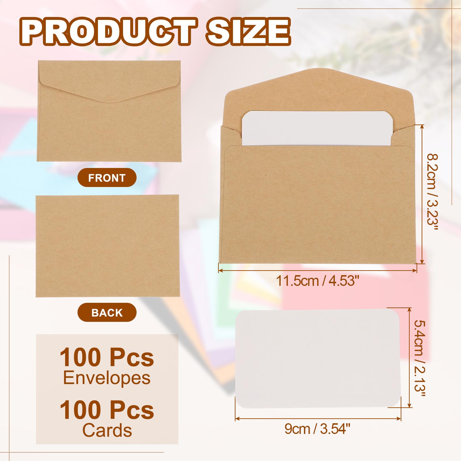 100Sets Mini Envelopes with Blank Cards 9x5.4cm Blank Note Cards and 11.5x8.2cm Envelopes for Gift Wedding Invitation Graduation
