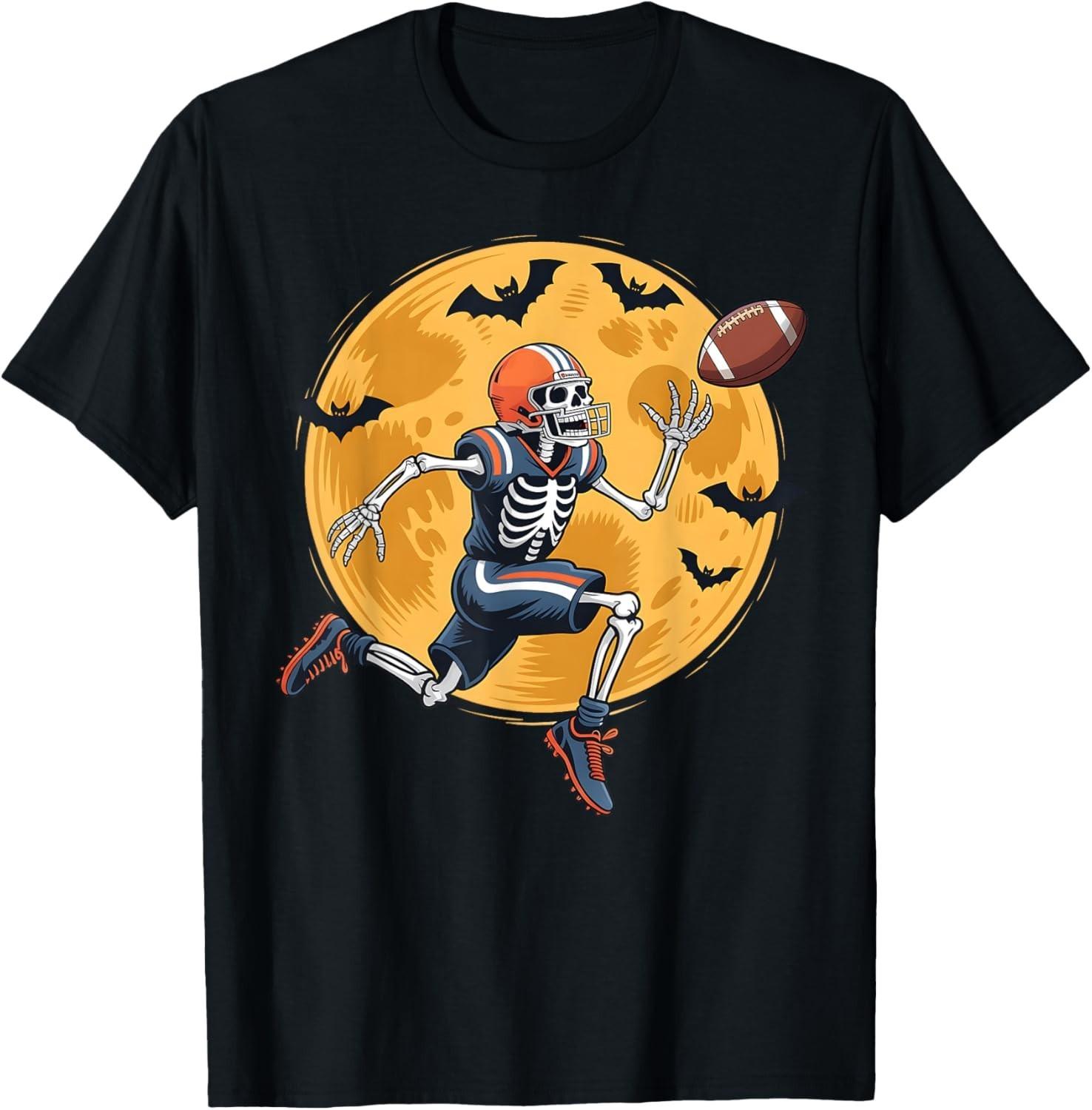 American Football Fan Skeleton Halloween Mens Boys Kid T-Shirt Mens Womens Tees Top unisex shirt L
