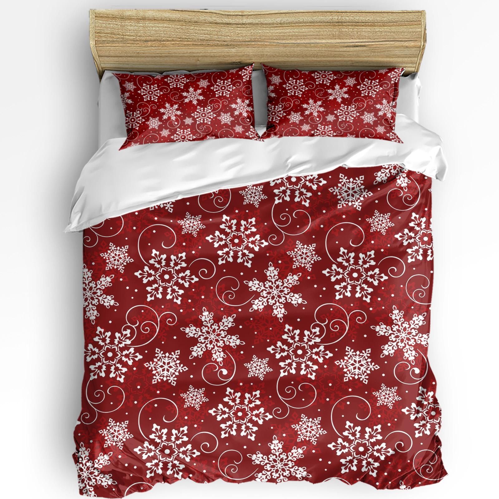 

Рождественский Санта-Клаус, снежинки, розовые полосы, комплект постельного белья из 3 предметов для двуспальной кровати, домашний текстиль, пододеяльник, наволочка EU single(135x200cm)