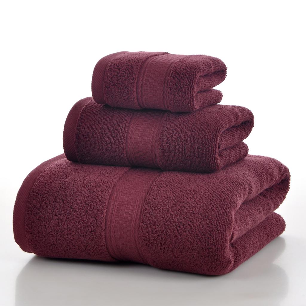 Style, plain cotton towel, three-piece household towel, soft and absorbent.
