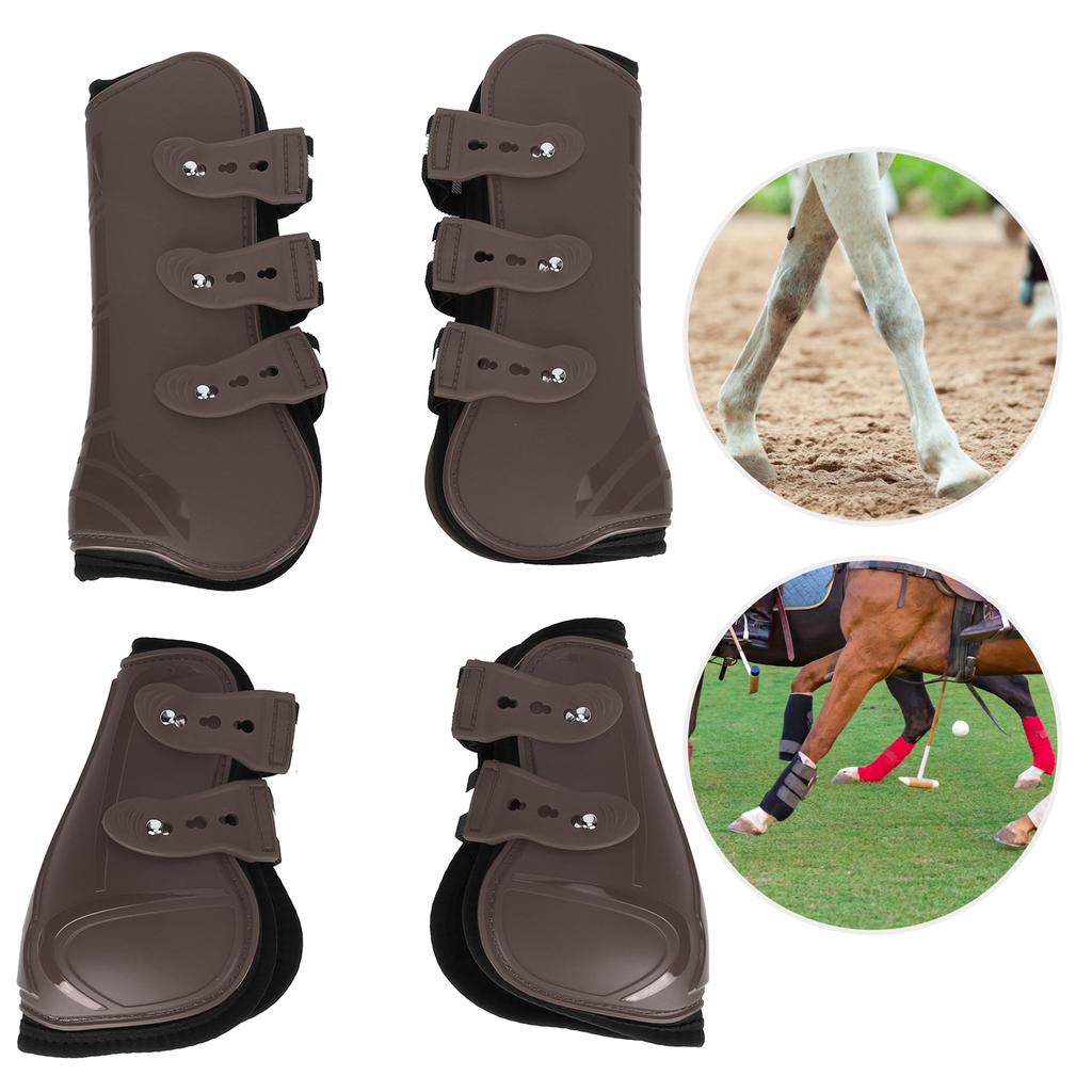 1Set PU Horse Legguard Leg Protector Thickened Leggings with Soft Lining Equipmentbrown M