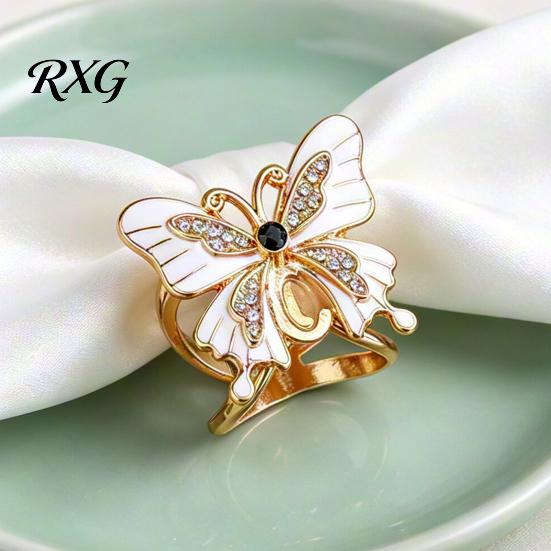 Enamel Butterfly Scarf Ring Ring, Sparkling Rhinestone Slide Retro Elegant Wrap Holder for Women Neckerchiefs Scarves Shirts Buckle
