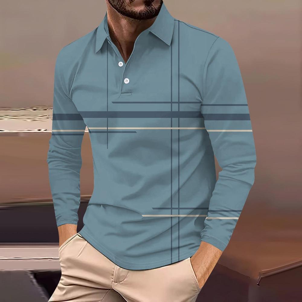 Harajuku Hip-hop Street Style Men's Long-sleeved Lapel Polo Shirt Plus Size Loose Comfortable Long-sleeved Sweatshirt