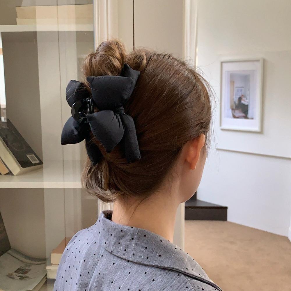 Sponge Ribbon Hair Crab Clip Korean Style Large Shark Clip Funny Bow Hair Claw  Daily