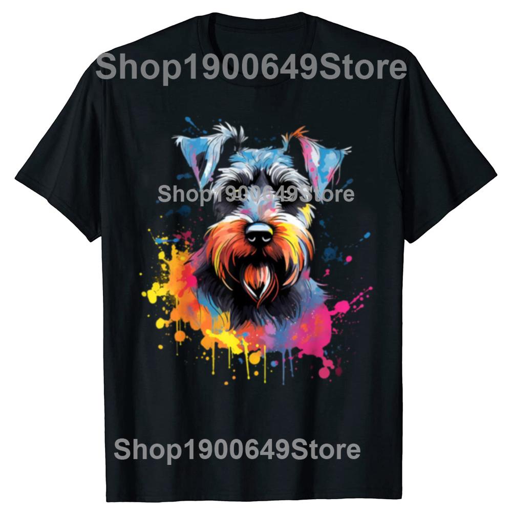 Funny Cute Miniature Schnauzer Dog Graphic Tshirts Men Womens Fashion Casual Tshirt 100 Cotton Loose Oversized T Shirt