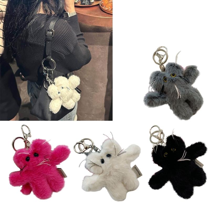 Cartoon Bear Pendant Keychain Plush Dolls Fashion Bag Ornaments Keyring for Keys