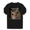 European Sizes Men'S Casual Round-Neck T-Shirt with a Cat Face And Eye Print