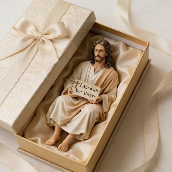 Yousheng Jesus Resin Desk Figurine Handmade Stiting Jesus Christ Statue for Car Dashboard Home Office Table Decor Christian Religious Gift for Family