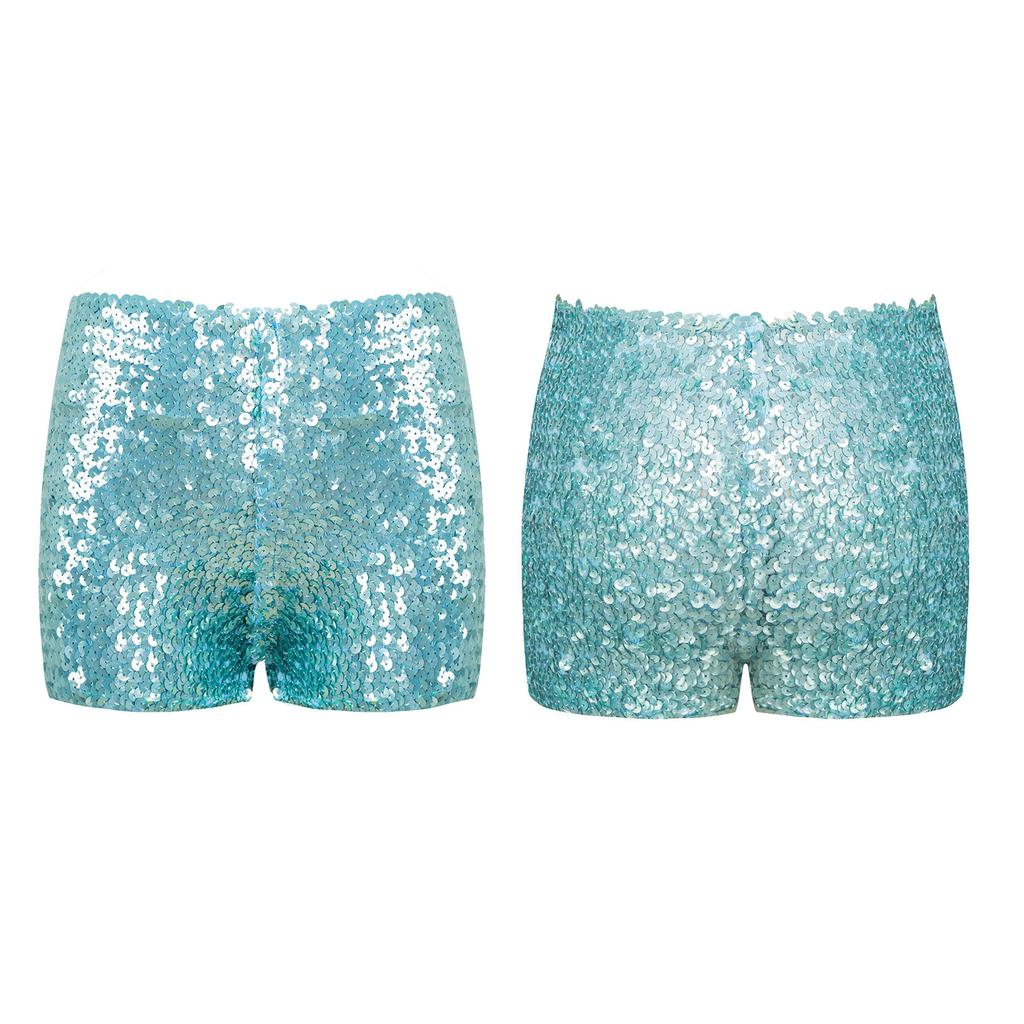 Pantaloncini Unisex Bambini Ragazzi Ragazze Paillettes Scintillanti Elastico in Vita Boxer per Costume di Scena