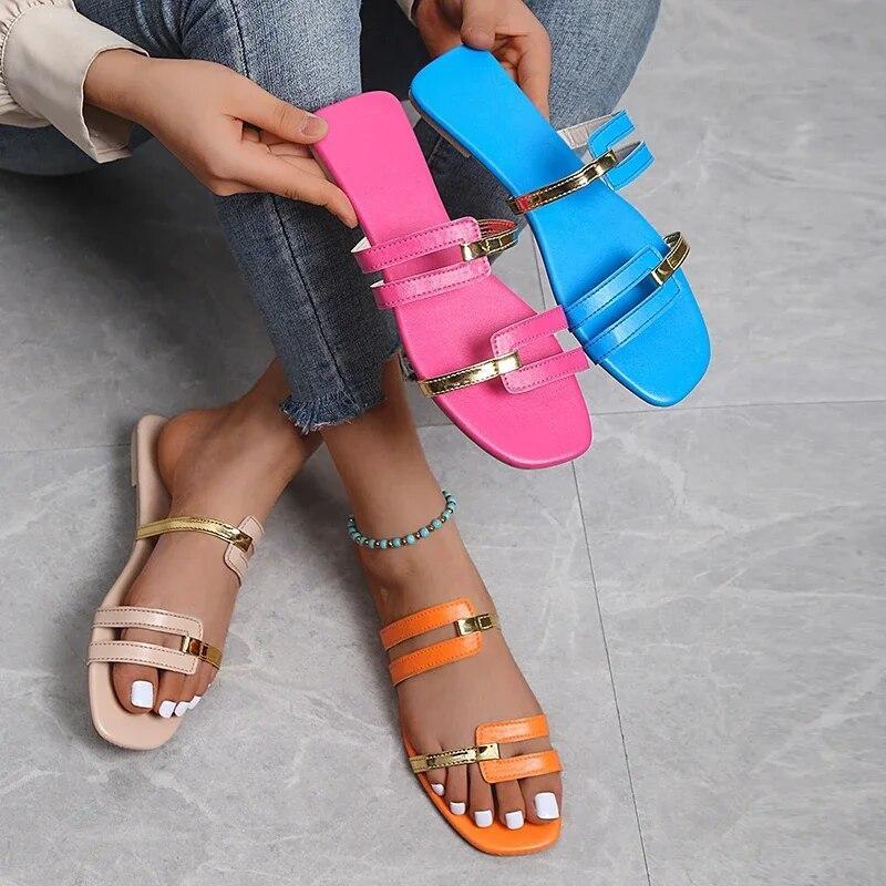 Dámské Boty Léto Ploché Žabky Šaty Mělké Ležérní Dámské Skluzavky Řím Otevřená špička Dámské Pantofle Slingback Sandály