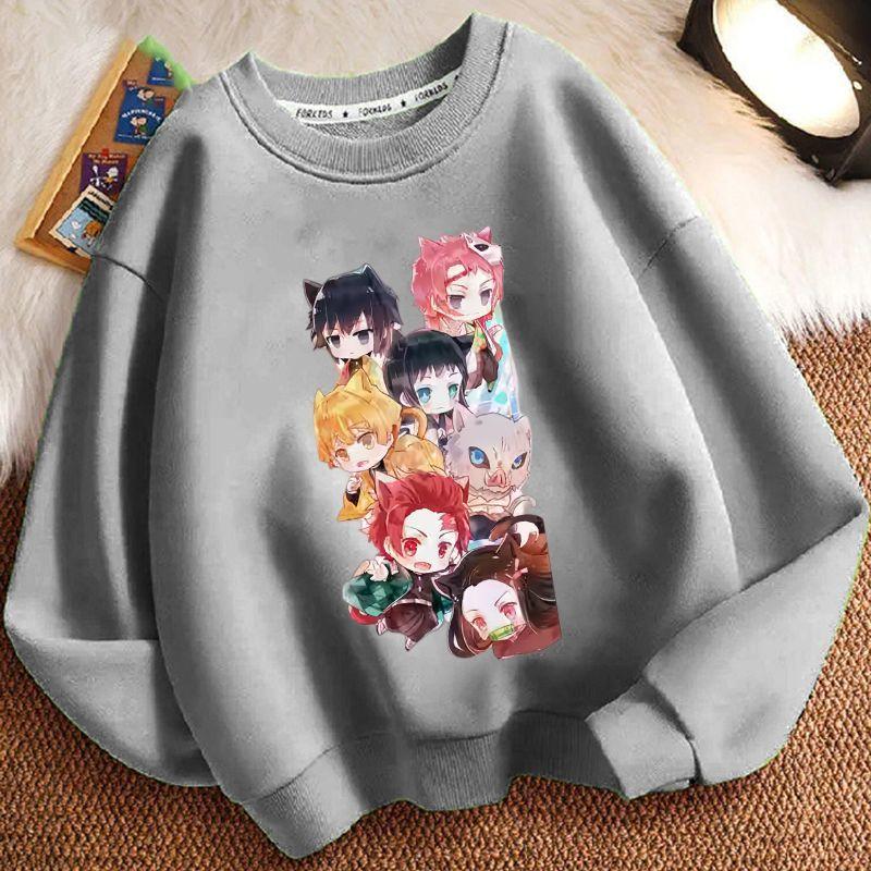 Kinder Modischer Demon Slayer Hoodie, Frühling und Herbst Jungen- und Mädchen-Freizeit-Hoodie