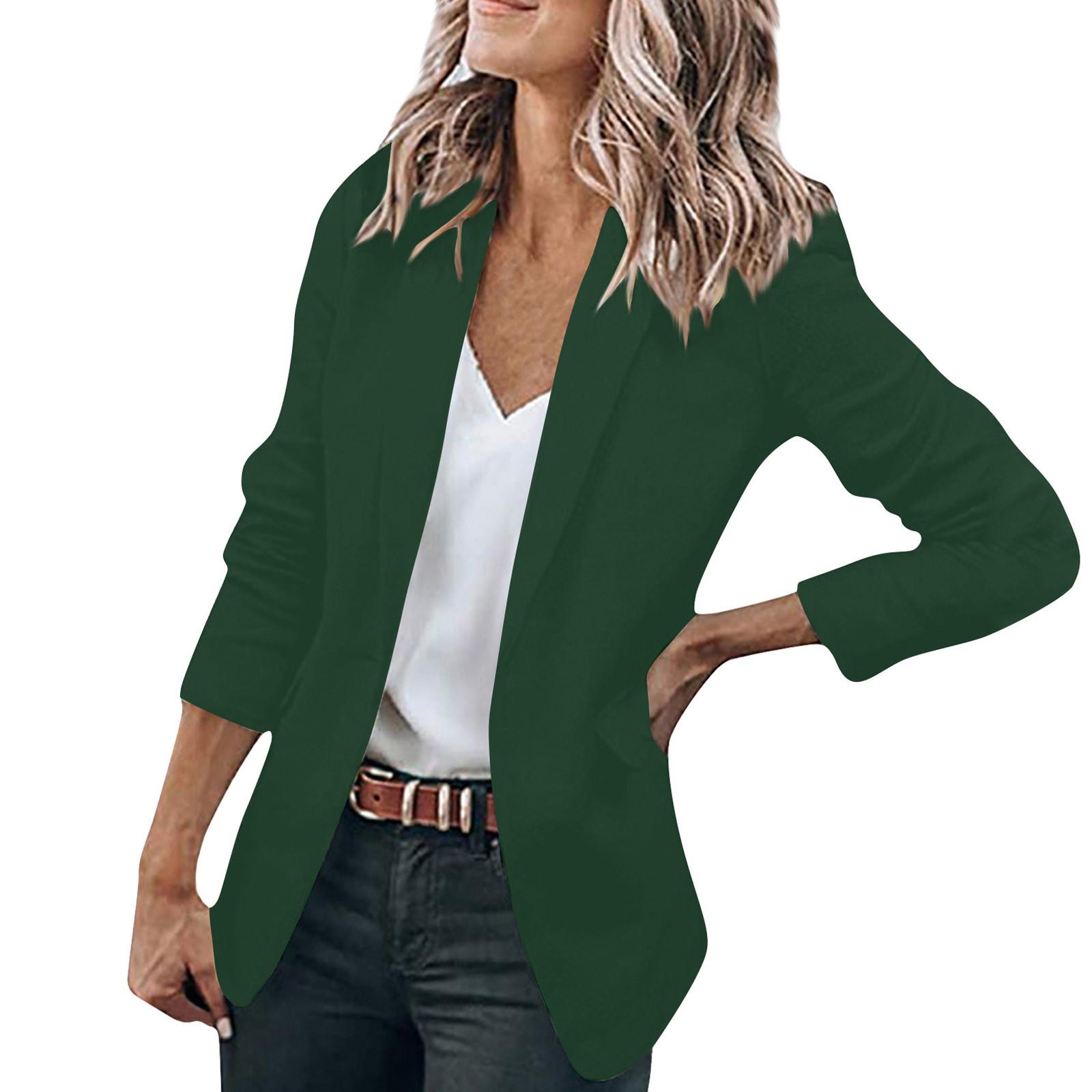 

Женский повседневный пиджак с открытыми лацканами спереди и длинными рукавами для работы XXXXXL